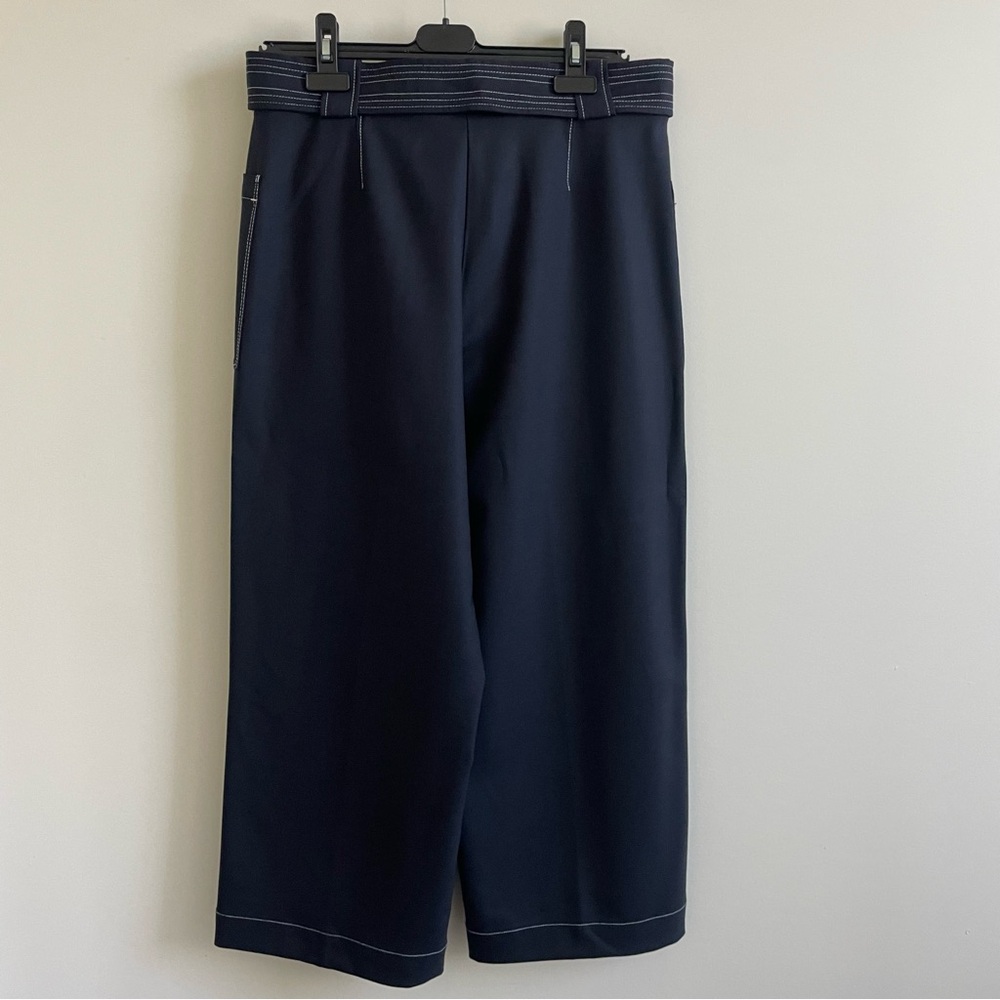 Tory Burch navy Colette Cropped Wide-Leg Pants - Picture 2 of 3